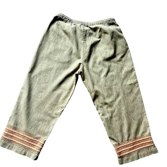 Woolrich Women's Capri Cropped Pants 100% Cotton Drawstring Embroidered, Size 12 - Picture 5 of 7